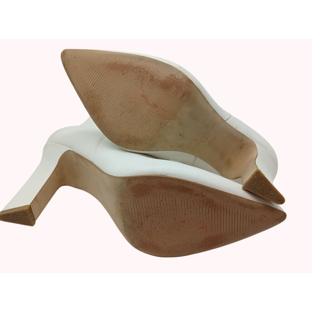 Marc Fisher Masina White Pointed Toe High Heel Ankle Boots Bootie Size 6.5 Shoes - Picture 8 of 12